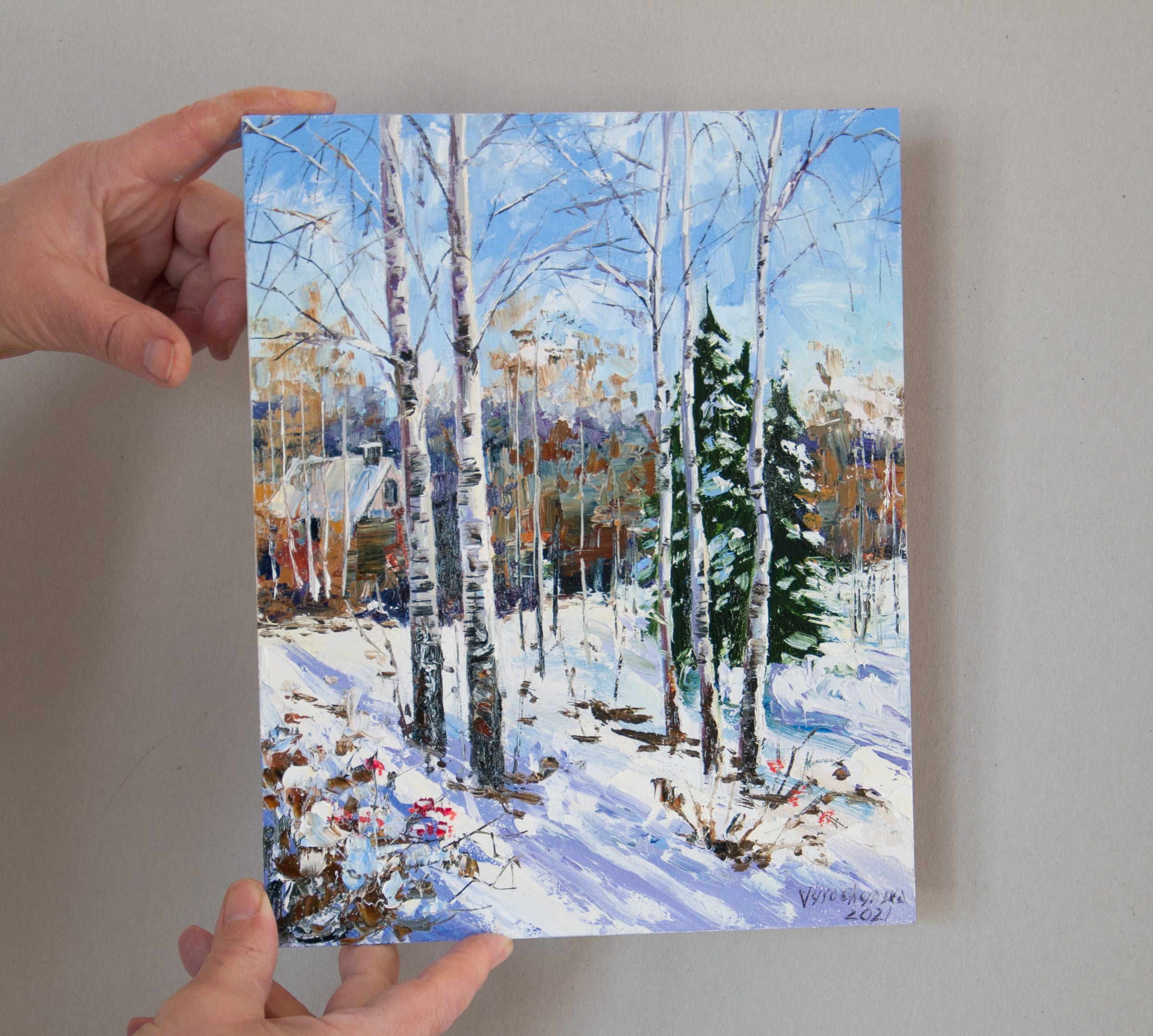 Art & Collectibles Oil Painting Original oil painting on canvas Winter ...