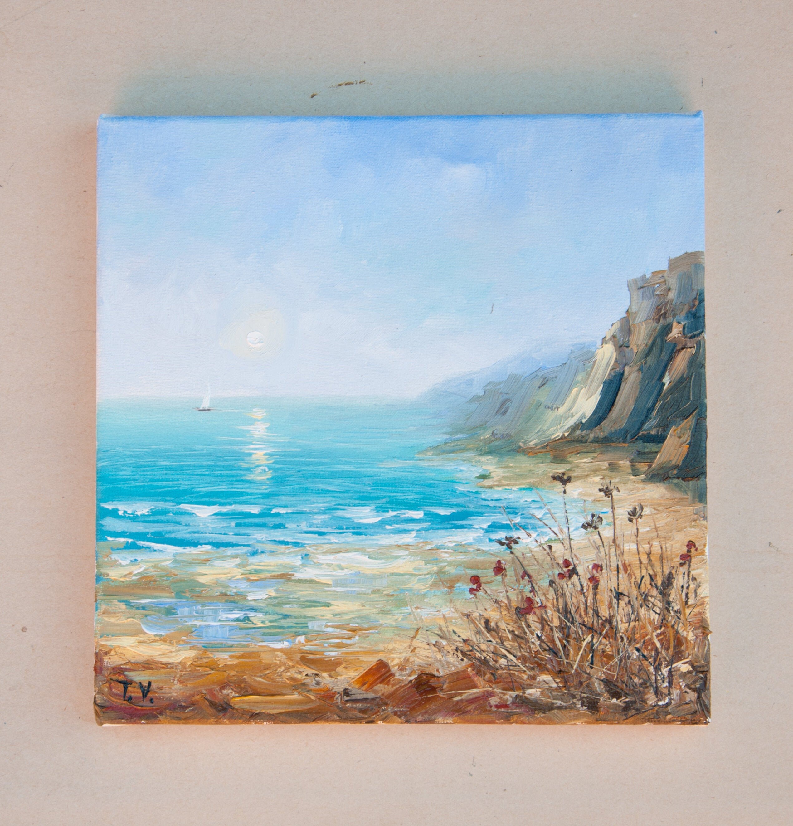 Ocean Oil Painting Original Art On Canvas Seascape Small | Etsy