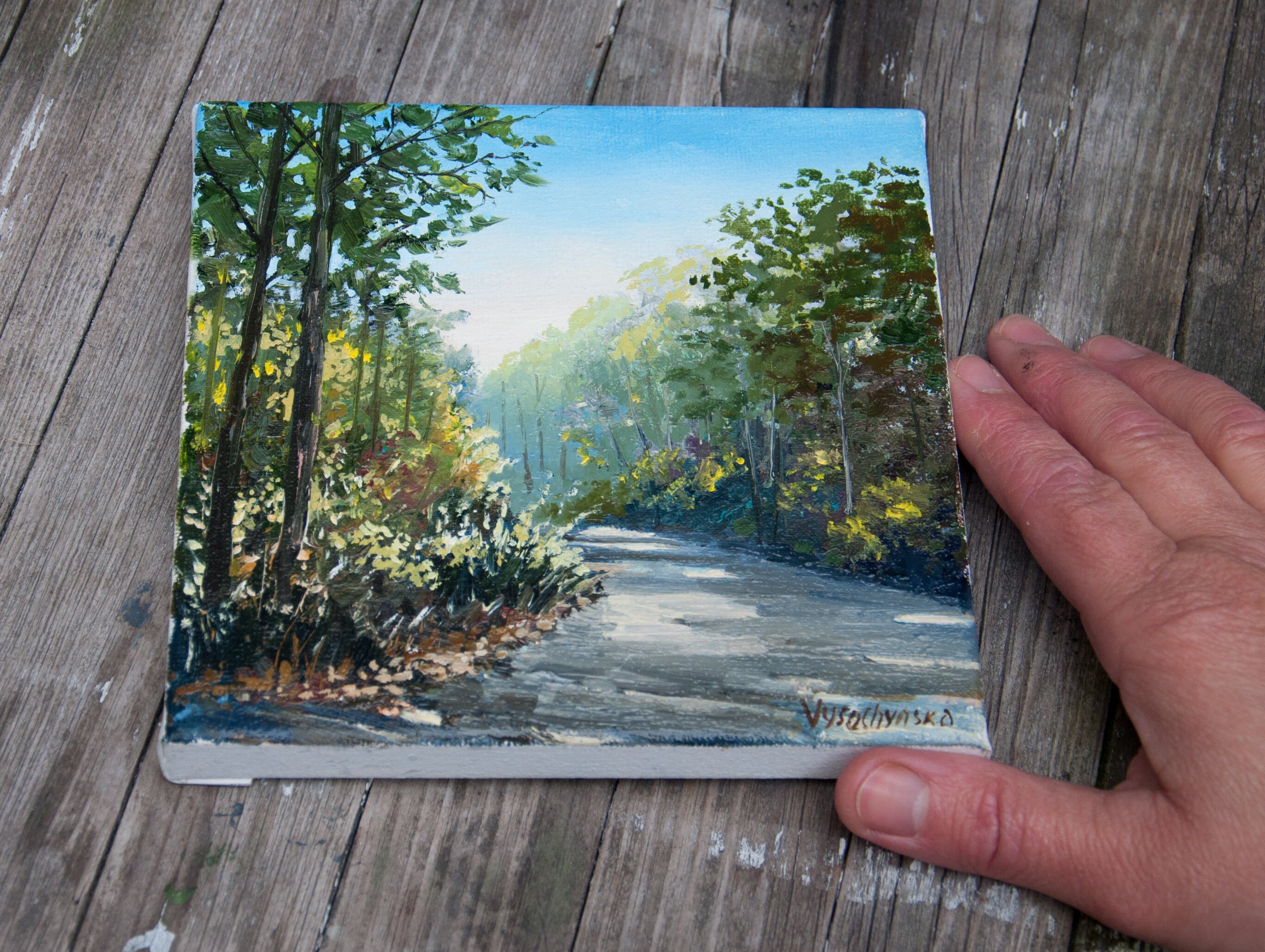 田舎の風景　　油絵 田舎の風景・段丘の水田：F6セヌリエ | … 風景画の部屋 …