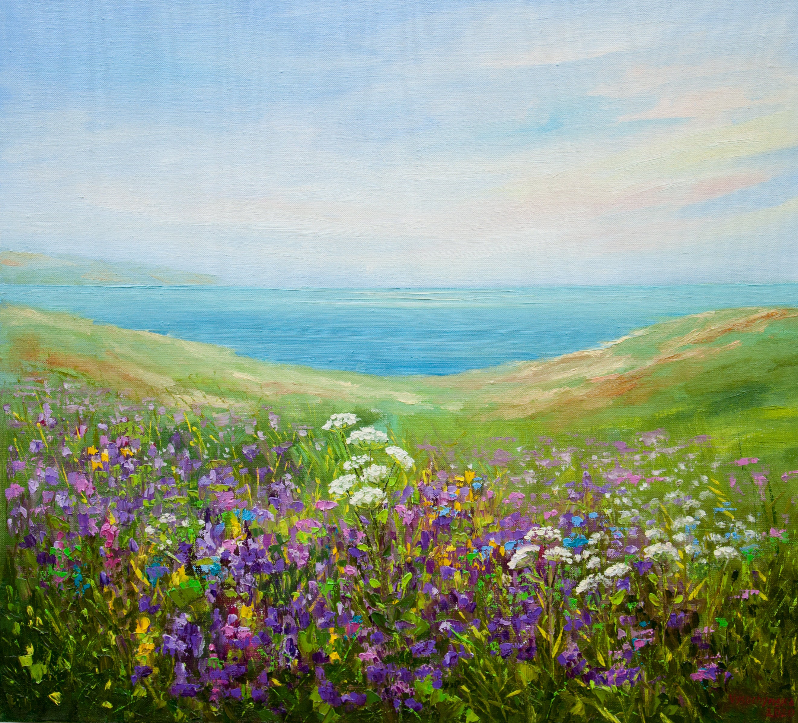Summer Meadow - Floral Landscape Painting Fine Art Print - Julia Tanner Art