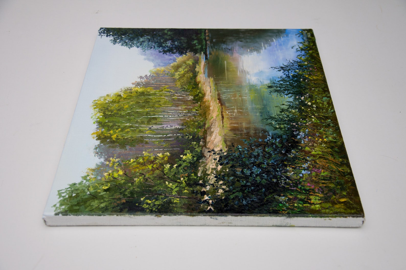 Forest Lake Oil Painting Original Summer Landscape Art (14x16 In) - Etsy