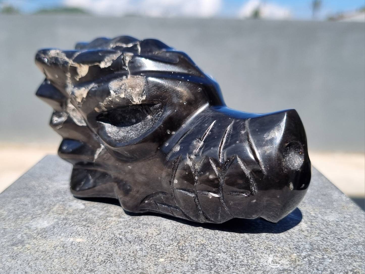 Agni Manitite Carved Dragon Head - Natural Agni Manitite Tektite - Carving of Dragon Head Agni Manitite
