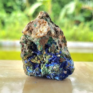 Mesmerizing Azurite Crystal Specimen - Azurite Malachite Cluster Stone 178 grams