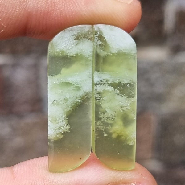 Pair of Green Idocrase | Natural Idocrase Gemstone Pair | Loose Idocrase Gemstone Cabochon