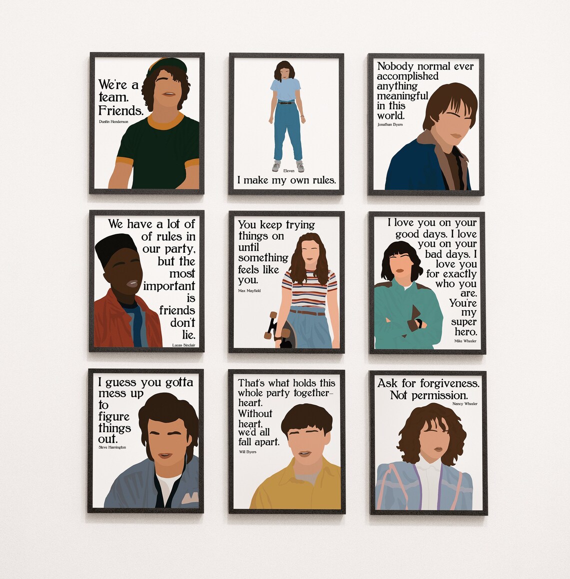 Stranger Things Character Posters Stranger Things Quotes Etsy