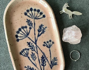 Porte-anneaux en céramique fait main, repose-cuillère, petit plateau à bijoux en céramique