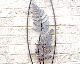Elliptical fern wall panel, metal wall art