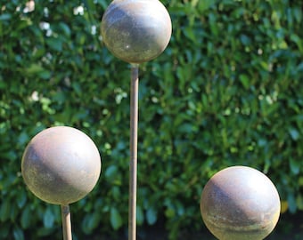 Set of 3 Big Balls plant pins/stakes  garden art