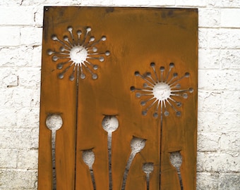 Allium & poppy wall panel, Wall art