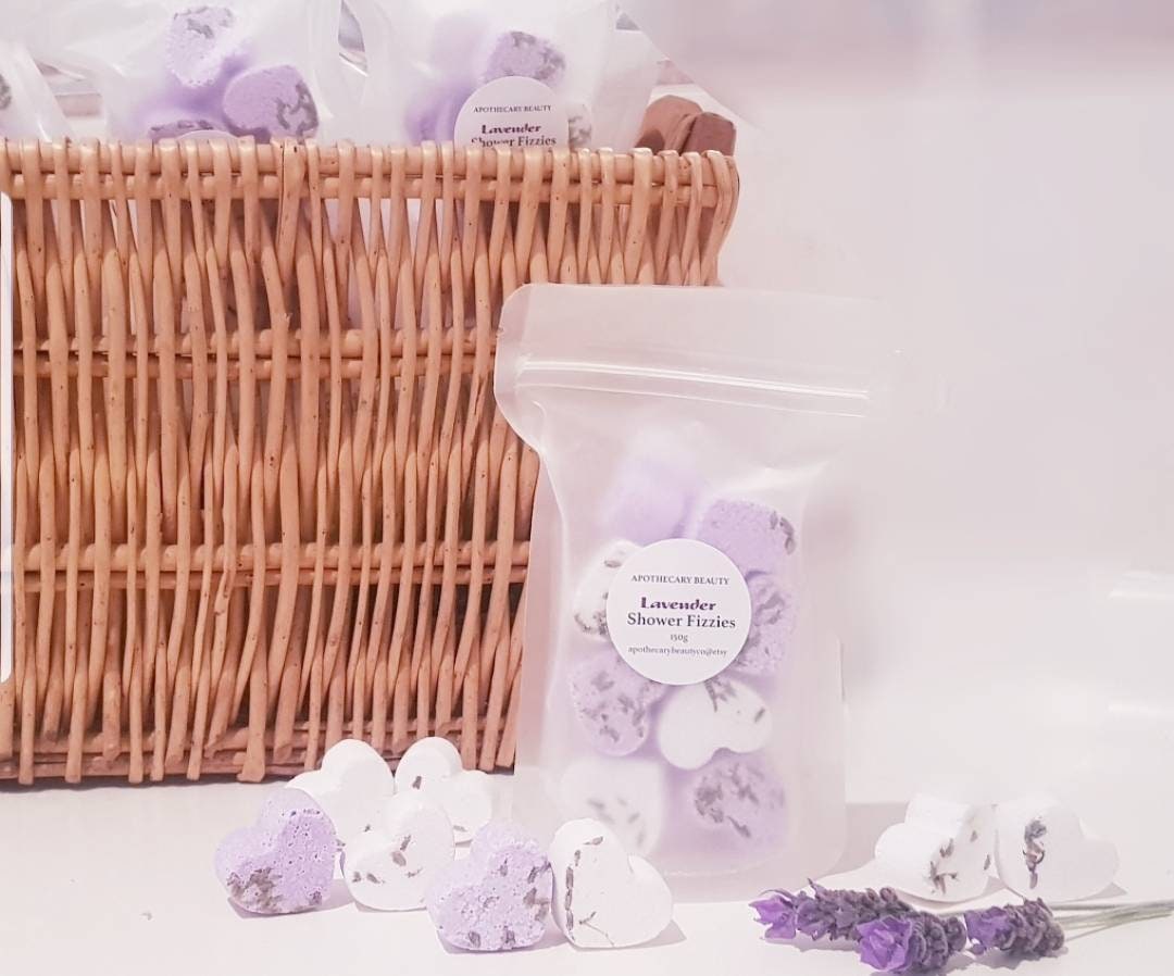 Lavender Shower Fizzies all natural aromatherapy shower steamers