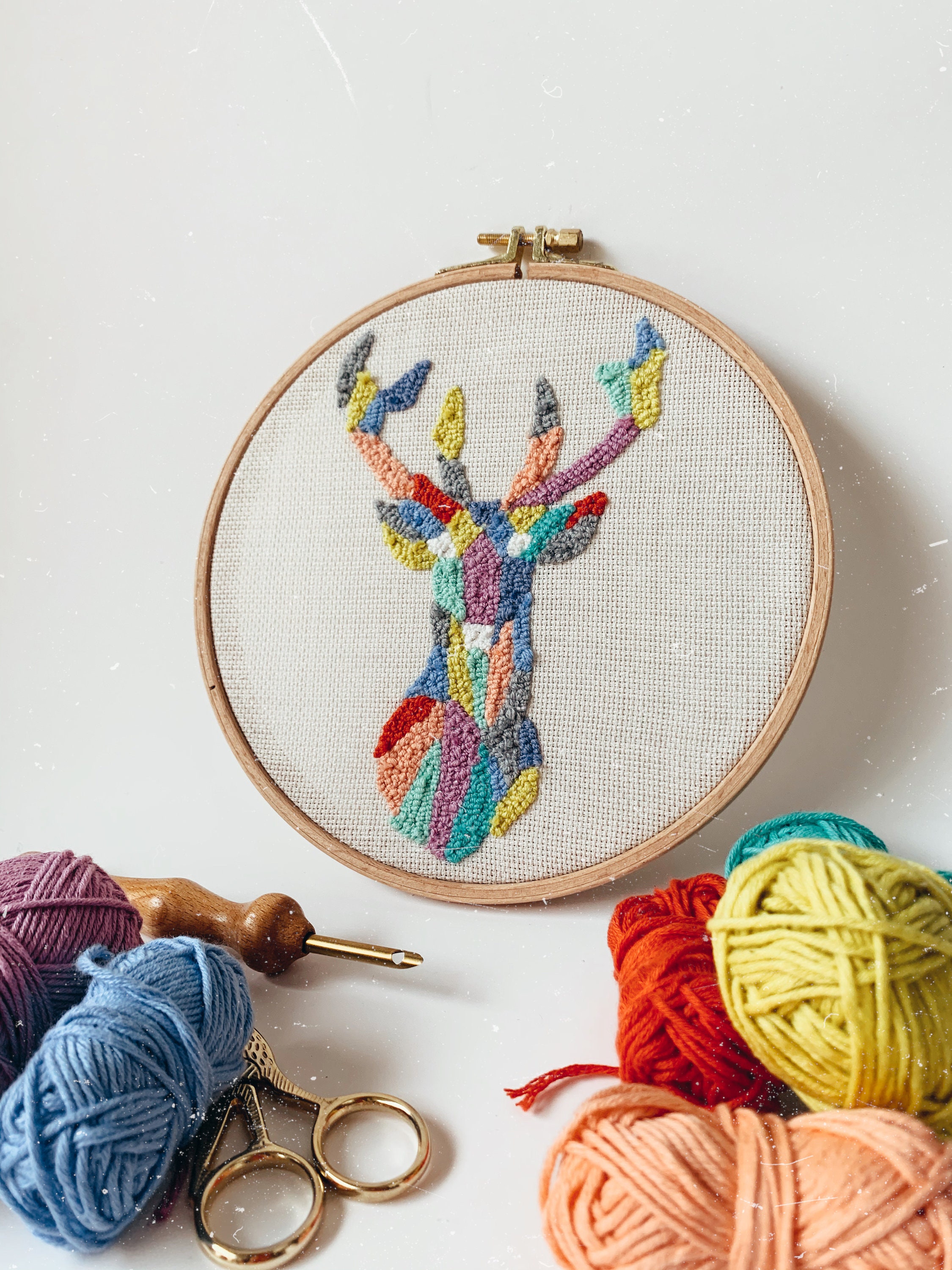Punch Needle Art Deer Punch Art Nursery Wall Art Fiber Art kids Room Etsy