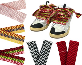 3cm Laces Curb Sneaker Lanvin Style Extra Extra Wide Trainer Shoelaces 110/130/150cm Stunning Colours Frayed Street Look