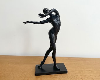 Dancing Figure 28cm Female Dancer Ornament Resin Aged Black Finish