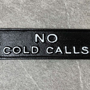 No Cold Call Signs CAST IRON Traditional Style Plaque Protect Privacy Stop Reduce Disturbance Wall Gate Door Mounting 22.5cm x 5.5cm