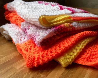 Hand-knitted Wool Throw/Blanket