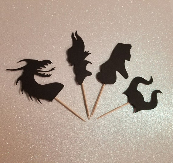 Maleficent cupcake toppers Set of 12-3d 