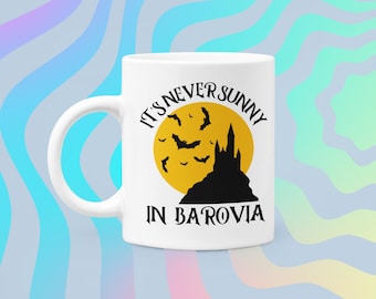 Dungeons and Dragons I It&#39;s Never Sunny In Barovia Mug | DnD Curse of Strahd inspired Castle Drinking Cup Tea | Ravenloft Geek Gifts Him Her