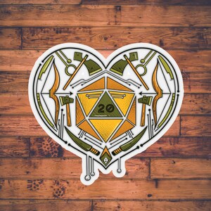 Adesivo cuore D20 / Adesivo DnD / Dungeons and Dragons Stazionario / Scheda personaggio / Regalo DM / Adesivi TTRPG
