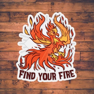 Trouvez votre feu | Autocollant Phénix | Autocollant du MDN | Donjons et Dragons Stationnaire | Feuille de personnage | Cadeau DM | Autocollants TTRPG