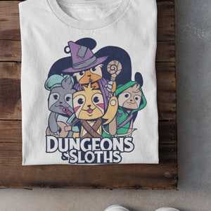 Dungeons and Sloths T-shirt by Eldritch Curiosities | Funny DnD Unisex Shirt | Dragons Graphic Tee Fantasy TTRPG | Geek Gifts for Him Her