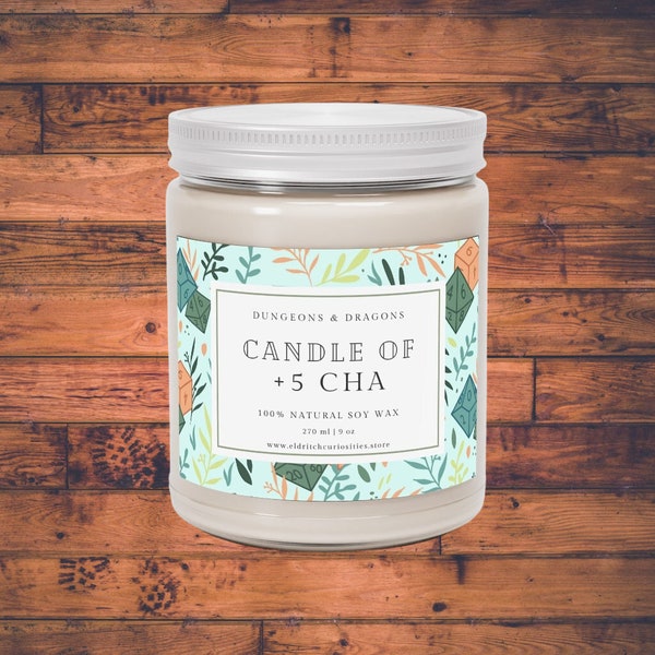 Candle of +5 Charisma l Choose your Fragrance l 100% Natural Soy Wax Vegan l DnD Dungeons and Dragons l Geek Gift for Him Her