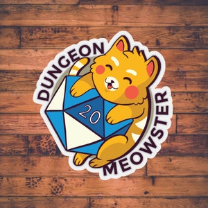 Adesivo Dungeon Meowster / Adesivo DnD / Dungeons and Dragons Stazionario / Scheda Personaggio / Regalo DM / Adesivi TTRPG
