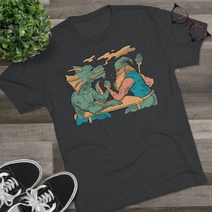 DnD T-Shirt, Dungeons and Dragons Tri-Blend Grafik T-Shirt, TTRPG D20 Unisex Kurzarm Rundhalsausschnitt, Geek Geschenk für ihn her