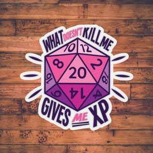 Lo que no te mata te da XP Sticker / DnD Sticker / Dungeons and Dragons Stationary / Character Sheet / DM Gift / TTRPG Stickers