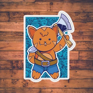 Adesivo Barbaro Tabaxi / Adesivo DnD / Dungeons and Dragons Stazionario / Scheda Personaggio / Regalo DM / Adesivi TTRPG