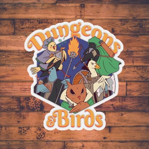 Masmorras e pássaros | DnD Adesivo | Dungeons and Dragons Estacionário | Ficha de Personagem | Presente DM | Adesivos TTRPG