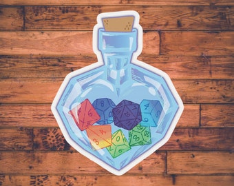 Dice Potion Sticker | DnD Sticker | Dungeons and Dragons Stationary | Character Sheet | DM Gift | TTRPG Stickers