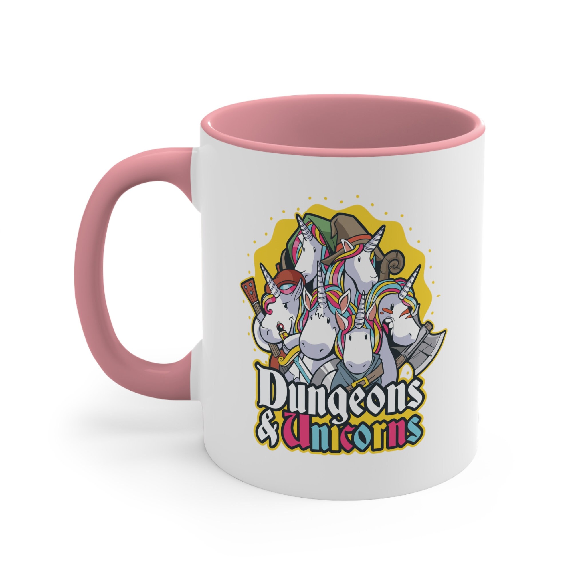 Dungeons and Unicorns, DnD Accent Mug, Dungeons and Dragons Drinkware, TTRP Geek Gift for Him or Her, Dungeon Master or Player Present