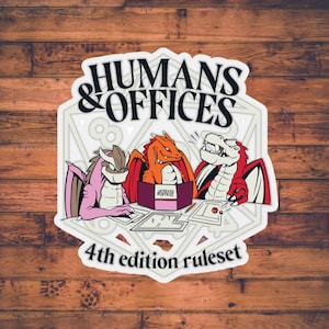 Adesivo Umani e Uffici / Adesivo DnD / Dungeons and Dragons Stazionario / Scheda Personaggio / Regalo DM / Adesivi TTRPG