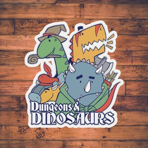 Dungeons and Dinosaurs / Adesivo DnD / Dungeons and Dragons Stazionario / Foglio Personaggi / Regalo DM / Adesivi TTRPG