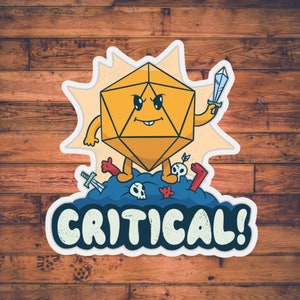Adesivo dei dadi dei colpi critici / Adesivo DnD / Dungeons and Dragons Stazionario / Scheda personaggio / Regalo DM / Adesivi TTRPG