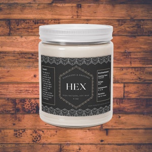 HEX Candle l Choose your Fragrance l 100% Natural Soy Wax Vegan l DnD Dungeons and Dragons Cantrip Spell l Geek Gift for Him Her