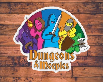 Dungeons and Meeples | DnD Sticker | Dungeons and Dragons Stationary | Character Sheet | DM Gift | TTRPG Stickers