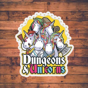 Dungeons and Unicorns / Adesivo DnD / Dungeons and Dragons Stazionario / Scheda personaggio / Regalo DM / Adesivi TTRPG