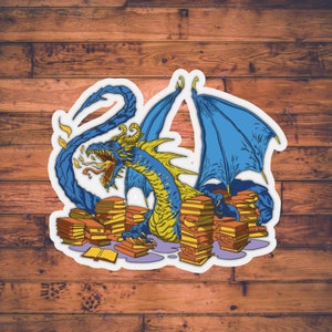 Dragon Hoarding Books Sticker / DnD Sticker / Dungeons and Dragons Stazionario / Scheda Personaggio / Regalo DM / Adesivi TTRPG