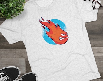 DnD FIREBALL T-Shirt, Dungeons and Dragons Tri-Blend Graphic T Shirt, TTRPG D20 Unisex Kurzarm Rundhalsausschnitt, Geek Geschenk für Ihn Sie