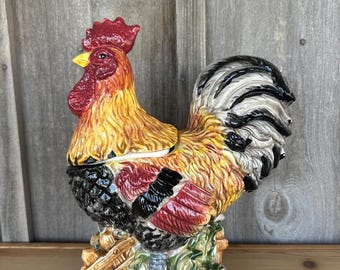 Vintage Black & Yellow Rooster Cookie Jar