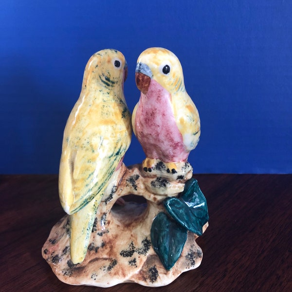 Vintage Stangl Lovebird Pair, Bird Watcher, Love Birds Figurine, Stangl Lovebirds, Bird Figurines, Parakeet Pair on Perch