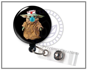 BABY YODA Mandalorian Coffee Retractable ID Badge Reel Lanyard Holder Office