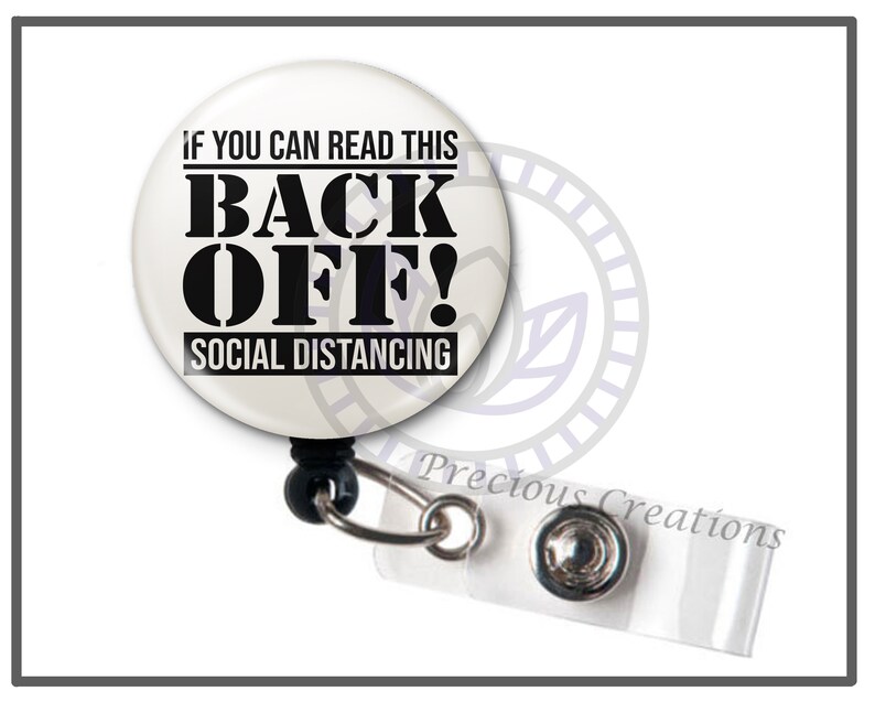 Back Off ID Badge Reel Social Distance Funny ID Badge Reel Etsy