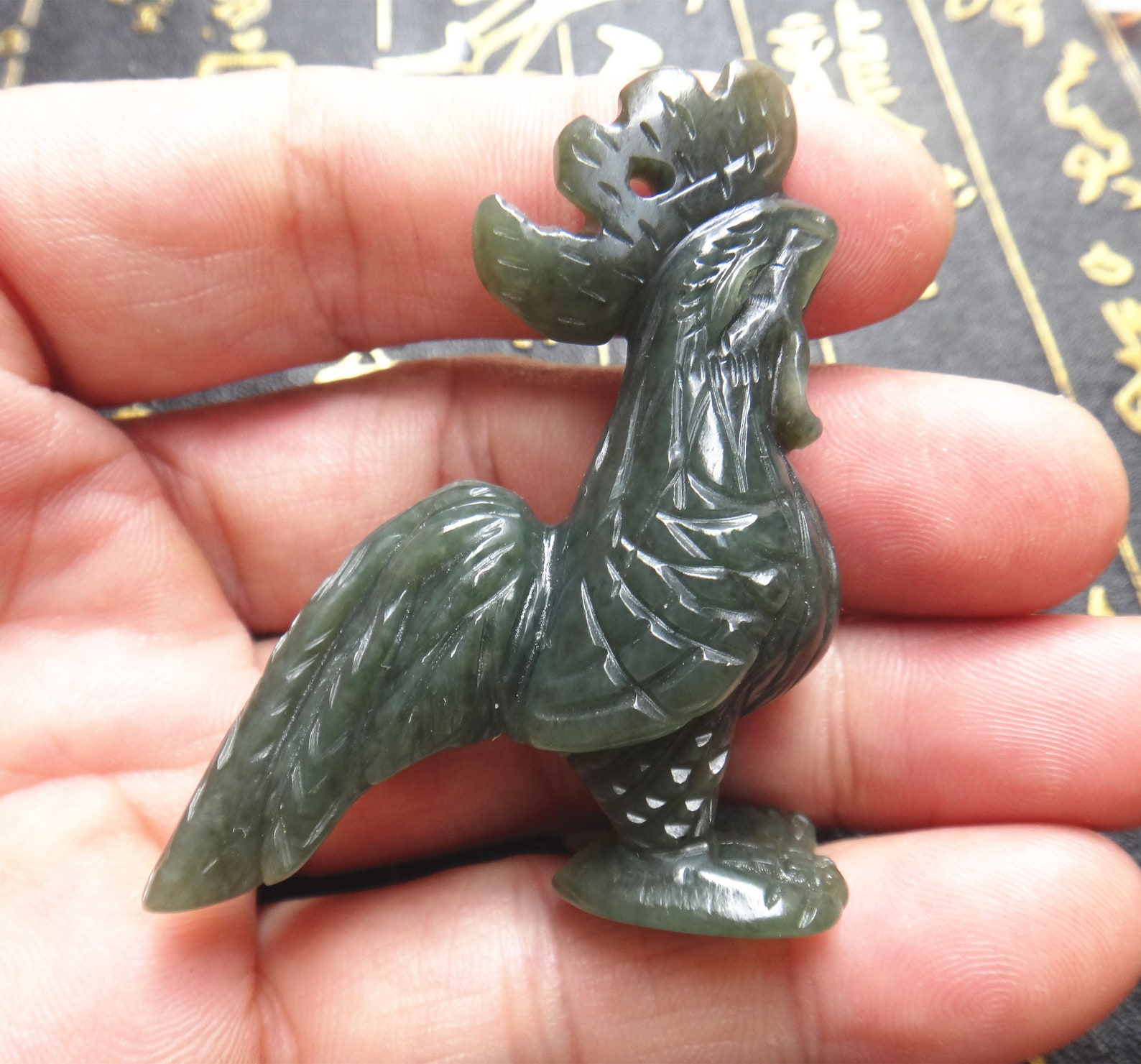 Natural Jade Carved Rooster Pendants Etsy