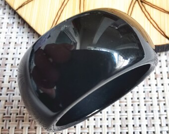 Natural Obsidian BAND Ring US 9-13 