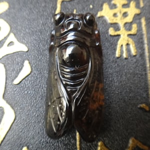 Natürliche Eisart Obsidian Anhänger geschnitzt Cicada Glück Anhänger