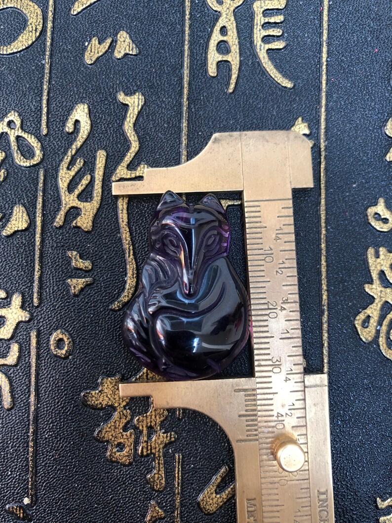 Natural amethyst carved Fox pendants china carved luck Fox
