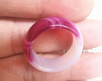 20MM Natural agate BAND Ring US10 1/4