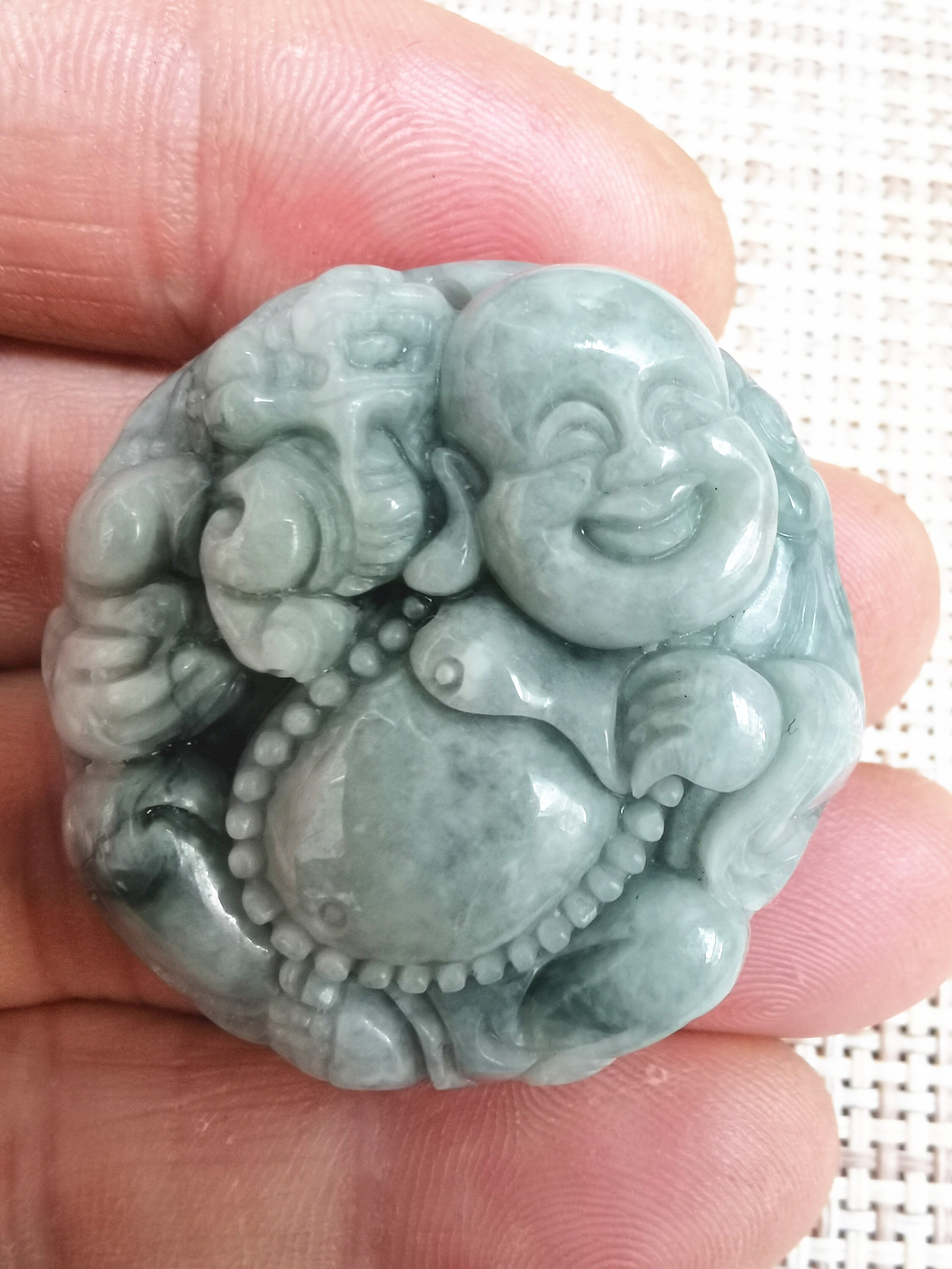 Gioielli Hip Hop in finta giada Maitreya Buddha collana Vintage in acciaio al ti